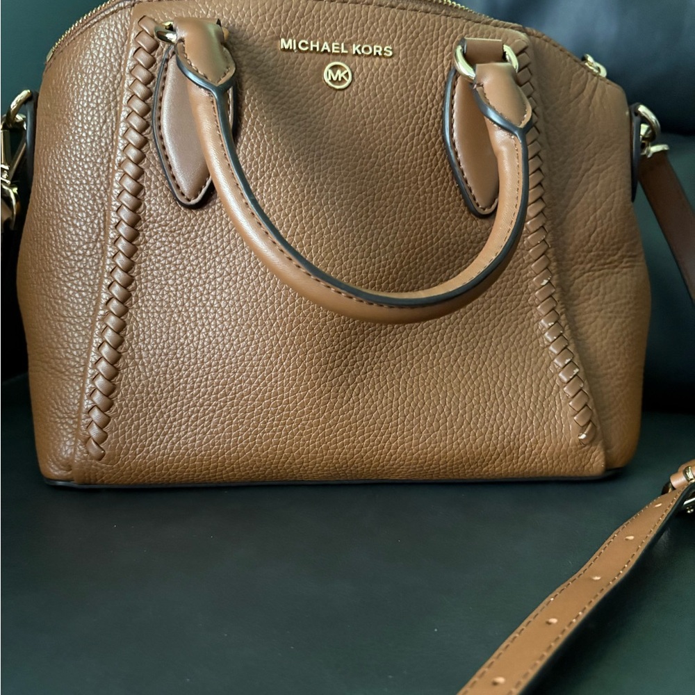 Michael Kors Brown Satchel with Gold Accents